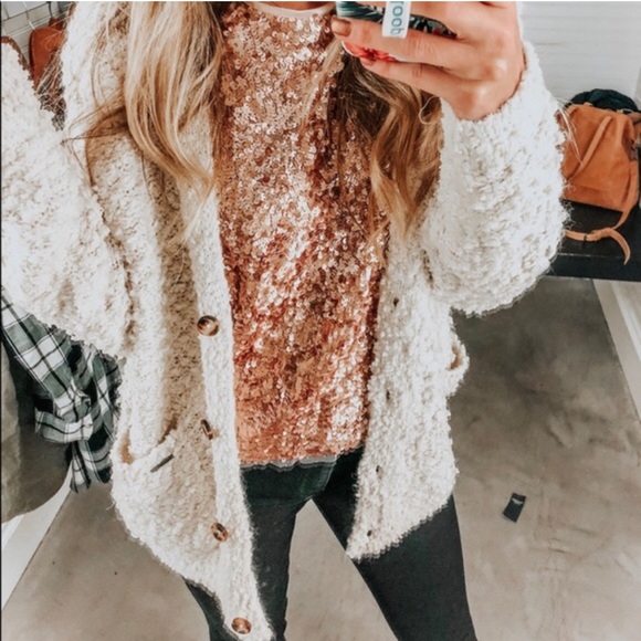 Abercrombie & Fitch Long Teddy Boucle Cardigan - Picture 3 of 10